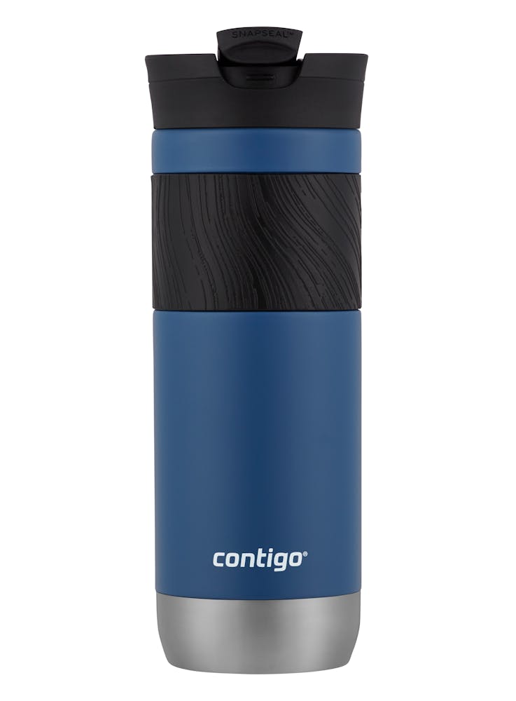 Contigo® SNAPSEAL™ Insulated Stainless Steel Travel Mug with Grip, 20oz., Blue Corn Transparent Satin & Midnight Berry (I8IP)