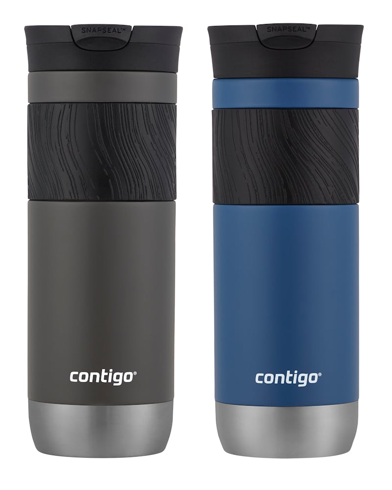Contigo® SNAPSEAL™ Insulated Stainless Steel Travel Mug with Grip, 20oz., Blue Corn Transparent Satin & Midnight Berry (I8IP)