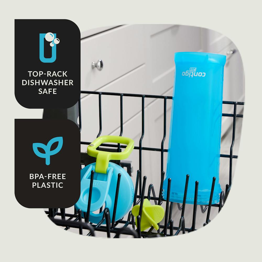 Contigo® Fit Shake & Go® 2.0 Plastic Antimicrobial Shaker Bottle, Blue Raspberry, 28 floz (2EVF)