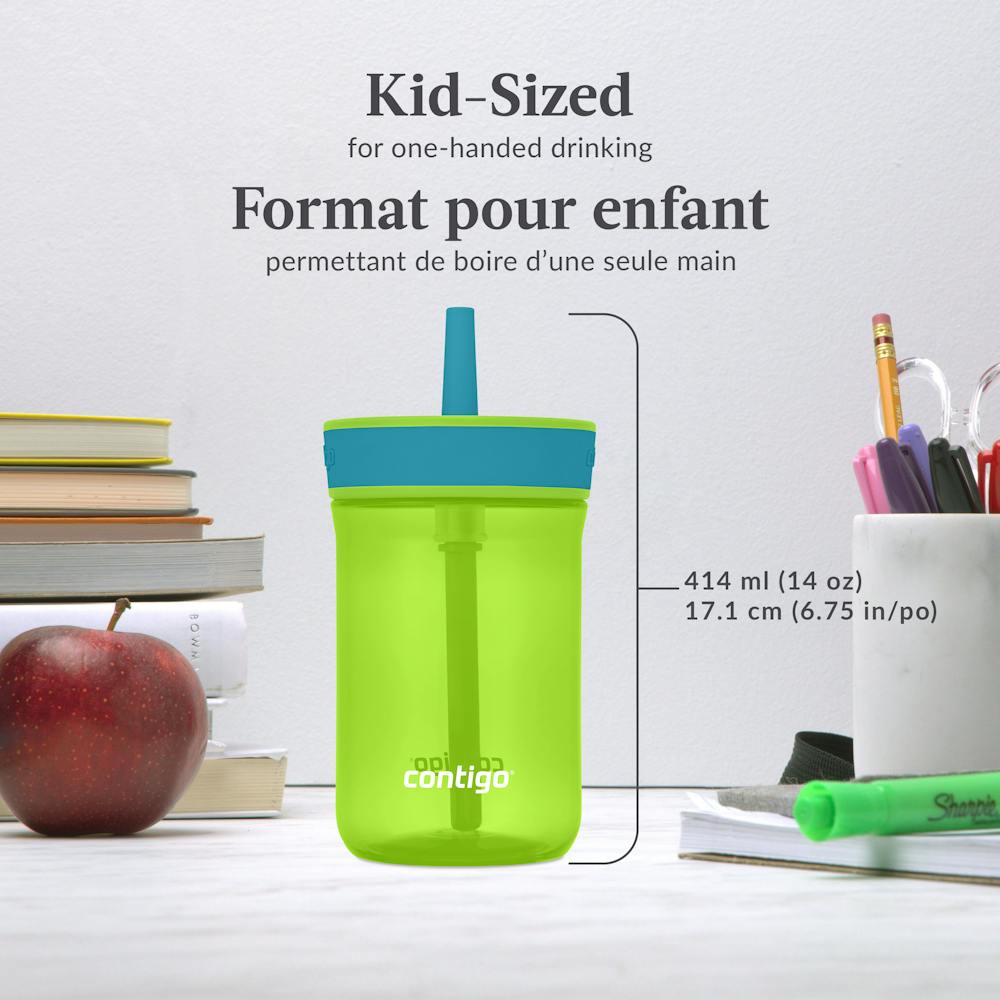Contigo® Kids’ Leighton Straw Tumbler with Spill-Proof Leak-Proof Lid, 14oz (LCG0)