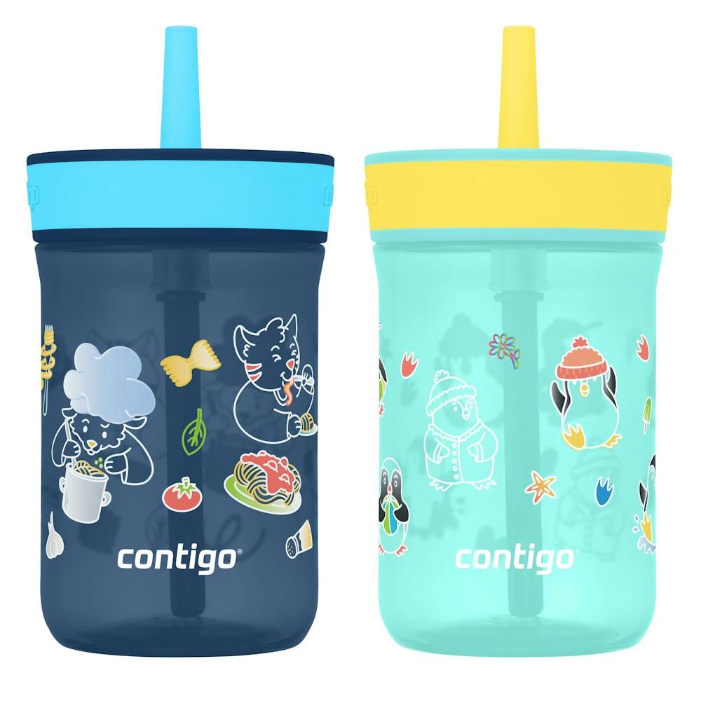 Contigo® Kids’ Leighton Straw Tumbler with Spill-Proof Leak-Proof Lid, 14oz (LCG0)