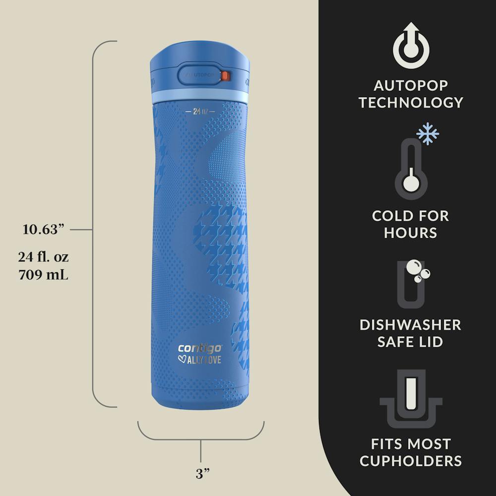 Contigo® x Ally Love Jackson Chill 2.0 Stainless Steel Water Bottle with AUTOPOP® Lid, 24oz (IXAR)