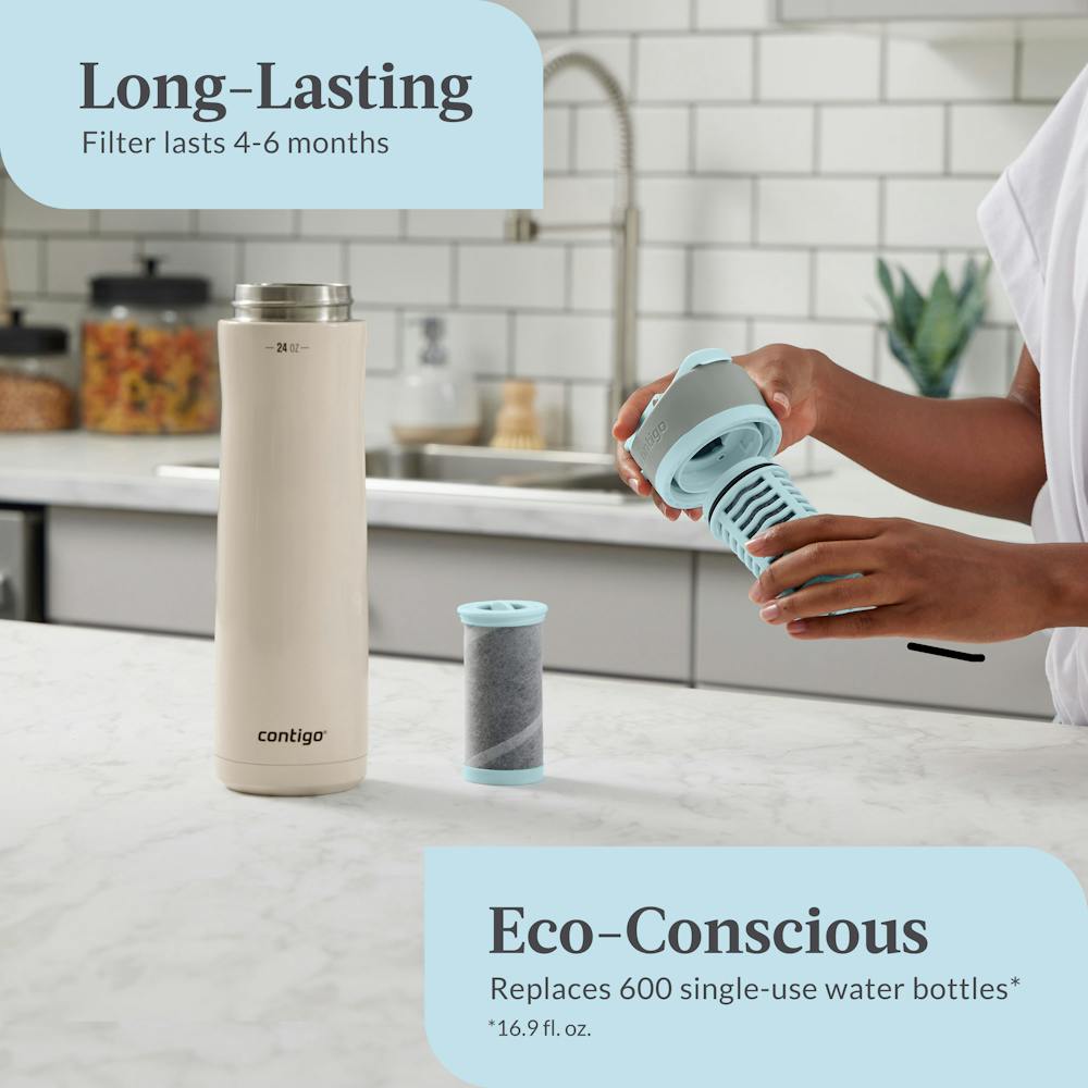 Contigo® Clybourn Chill Freeflow Filtration Stainless Steel Water Bottle with AUTOSEAL® Lid, 24oz (BB3I)