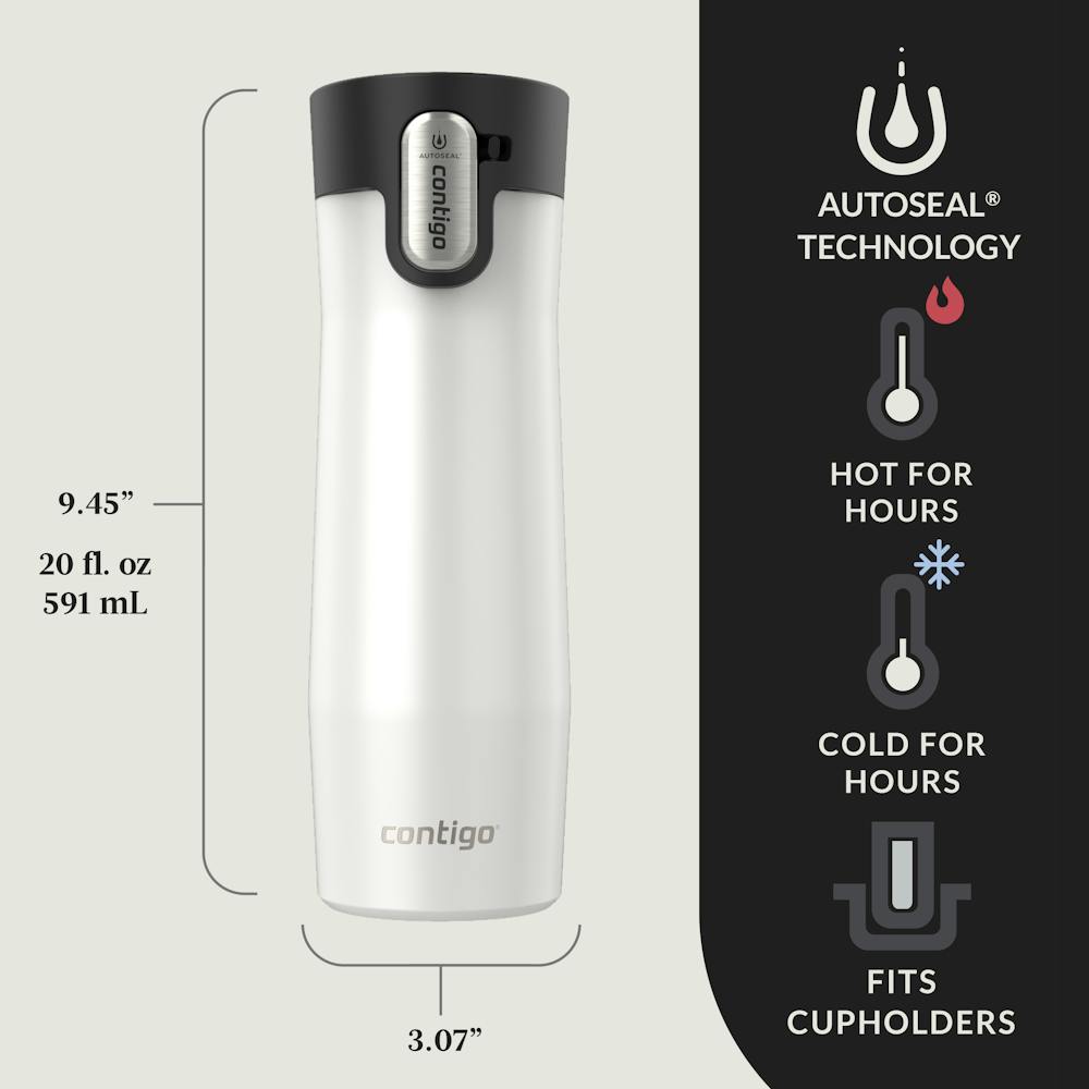 Contigo® AUTOSEAL® West Loop Vacuum-Insulated Stainless Steel Travel Mug with Easy-Clean Lid, 20 oz, 2-Pack (9LZZ)