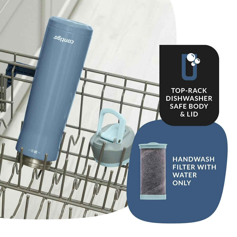 Contigo® Clybourn Chill Freeflow Filtration Stainless Steel Water Bottle with AUTOSEAL® Lid, 24oz (BB3I)