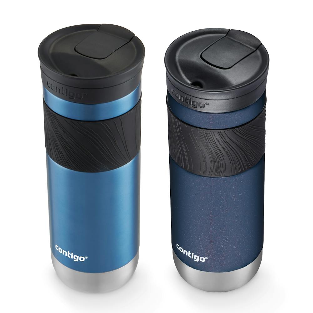 Contigo® SNAPSEAL™ Insulated Stainless Steel Travel Mug with Grip, 20oz., Blue Corn Transparent Satin & Midnight Berry (I8IP)