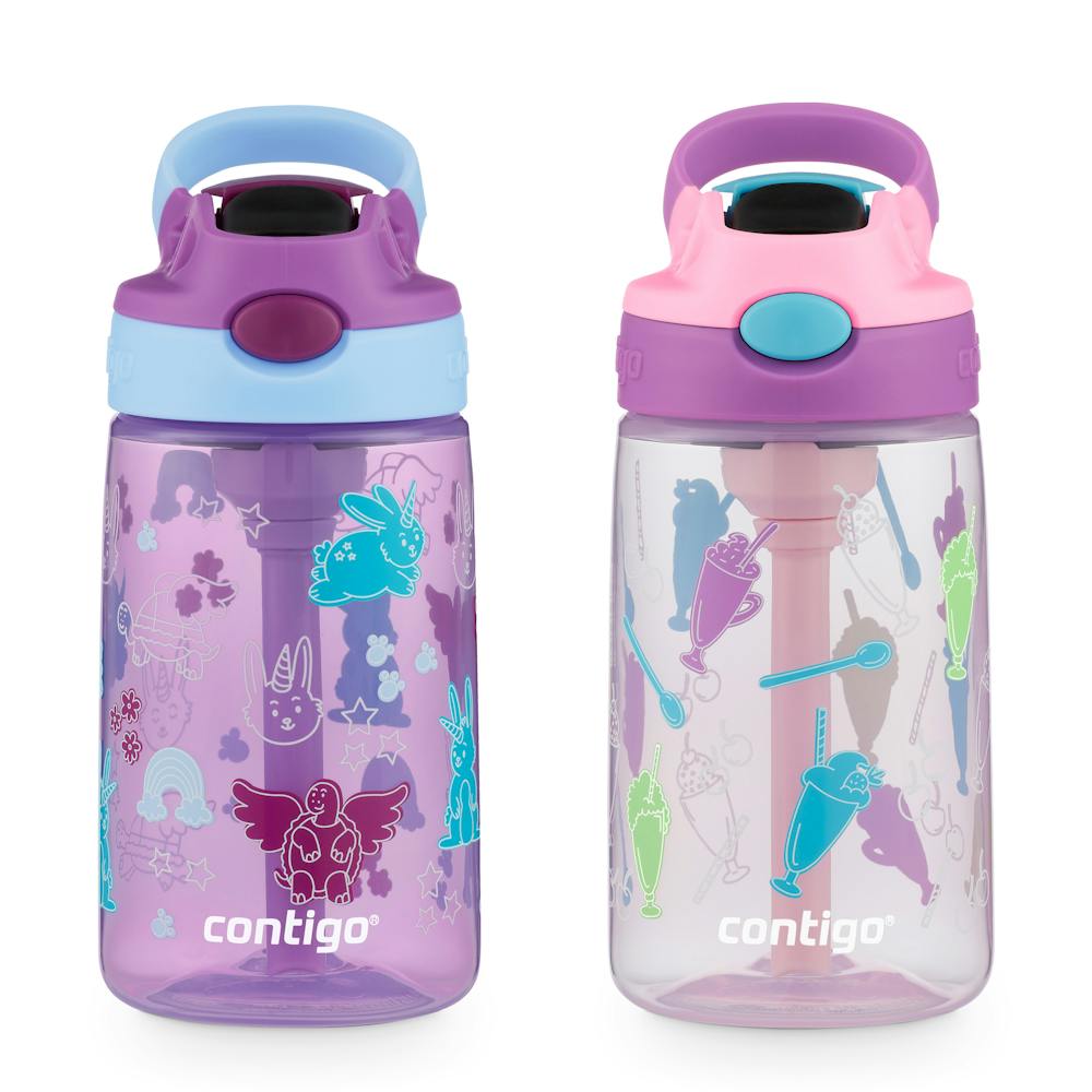 Contigo® Kids Water Bottle with Redesigned AUTOSPOUT® Straw, 14 oz, 2 pack (KNS0)