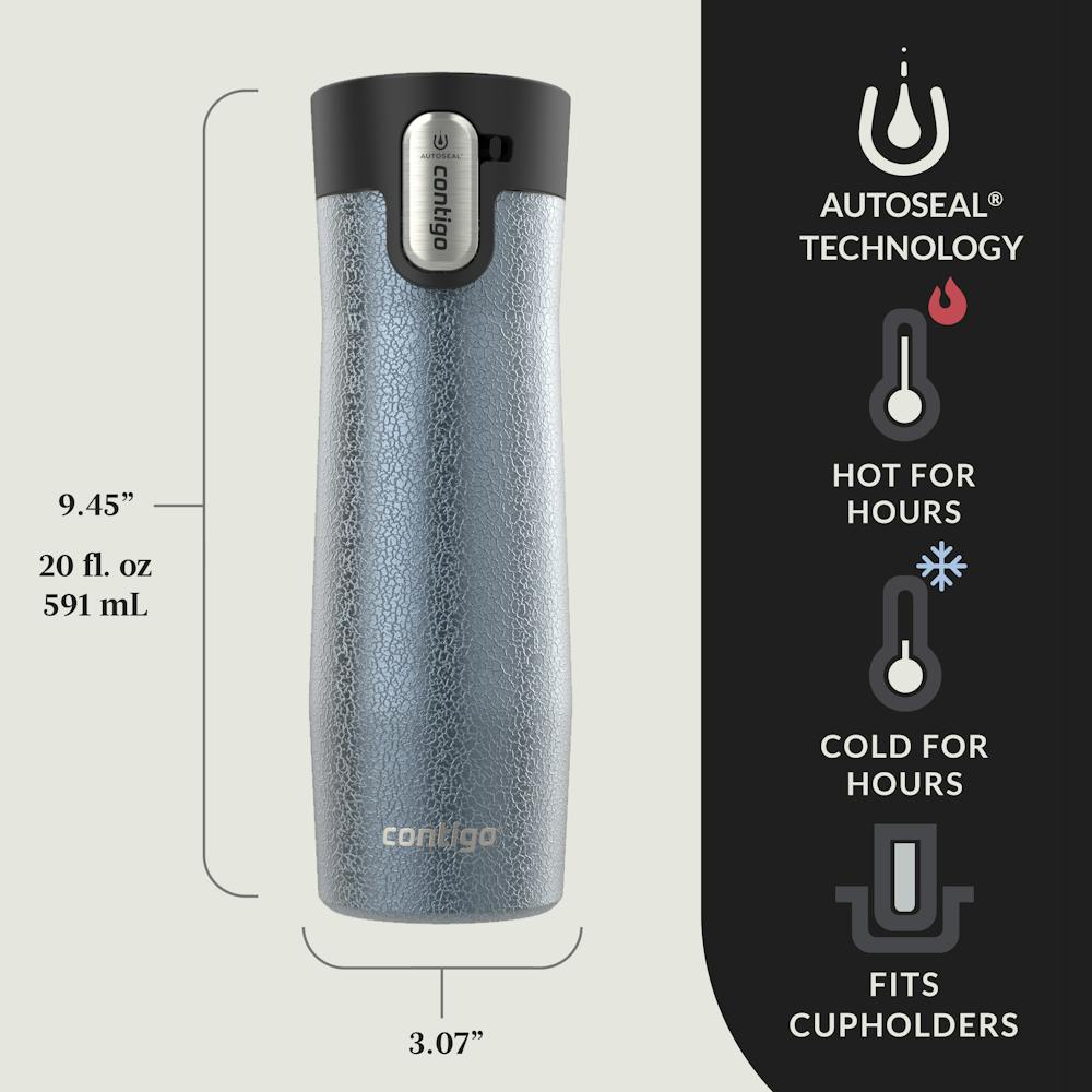 Contigo® AUTOSEAL® West Loop Vacuum-Insulated Stainless Steel Travel Mug with Easy-Clean Lid, 20 oz, 2-Pack (9LZZ)