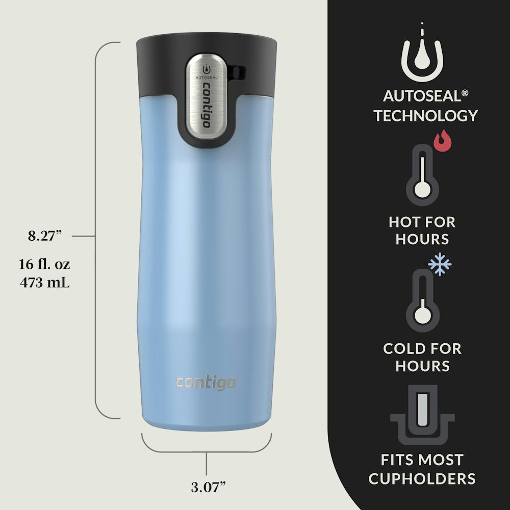 Contigo® AUTOSEAL® West Loop Vacuum-Insulated Stainless Steel Travel Mug with Easy-Clean Lid, 16 oz, 2-Pack (13TT)