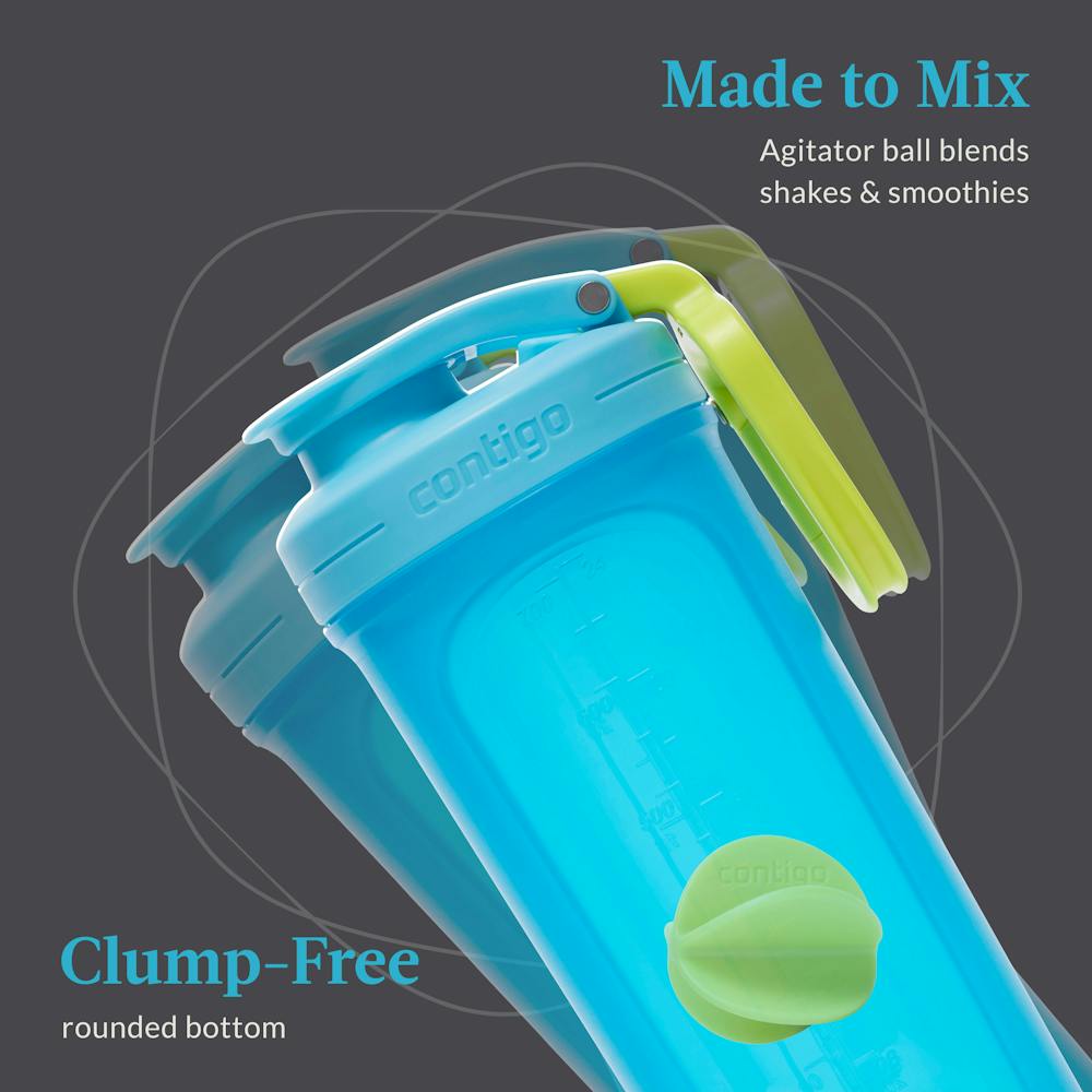 Contigo® Fit Shake & Go® 2.0 Plastic Antimicrobial Shaker Bottle, Blue Raspberry, 28 floz (2EVF)