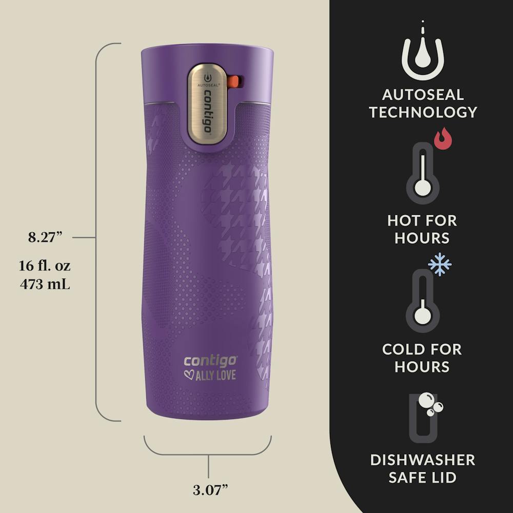 Contigo® x Ally Love West Loop 3.0 Stainless Steel Travel Mug with AUTOSEAL® Easy-Clean Lid, 16oz (88D5)