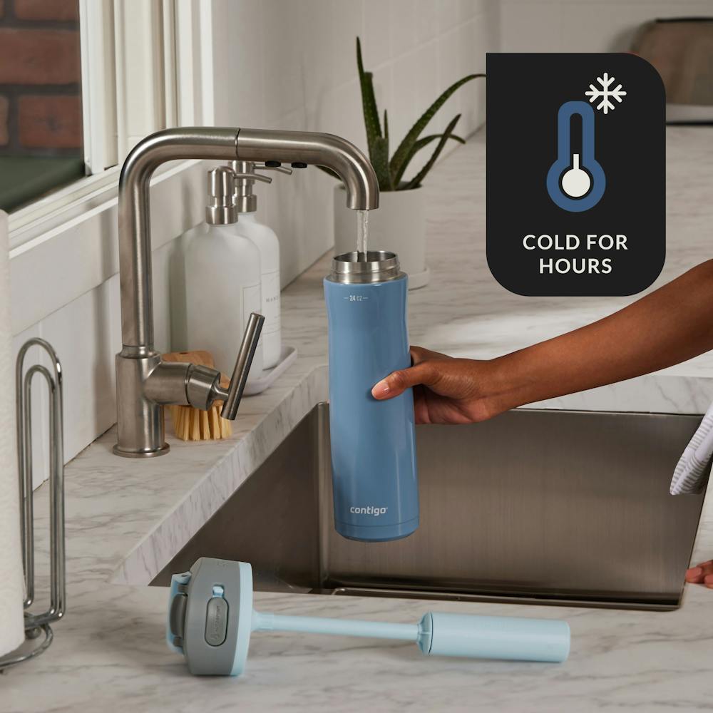 Contigo® Wells Chill Stainless Steel Filter Water Bottle with AUTOSPOUT® Straw Lid and Replacement Filter, 24 Oz (LDDT)