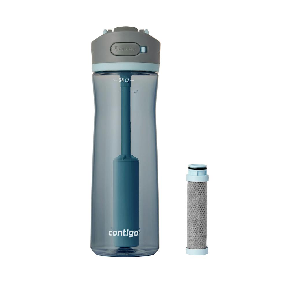 Contigo® Wells Plastic Filter Water Bottle with AUTOSPOUT® Straw Lid and Replacement Filter, 24 Oz (GWVX)