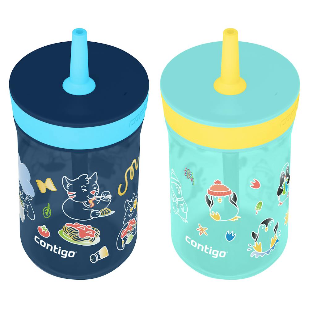 Contigo® Kids’ Leighton Straw Tumbler with Spill-Proof Leak-Proof Lid, 14oz (LCG0)