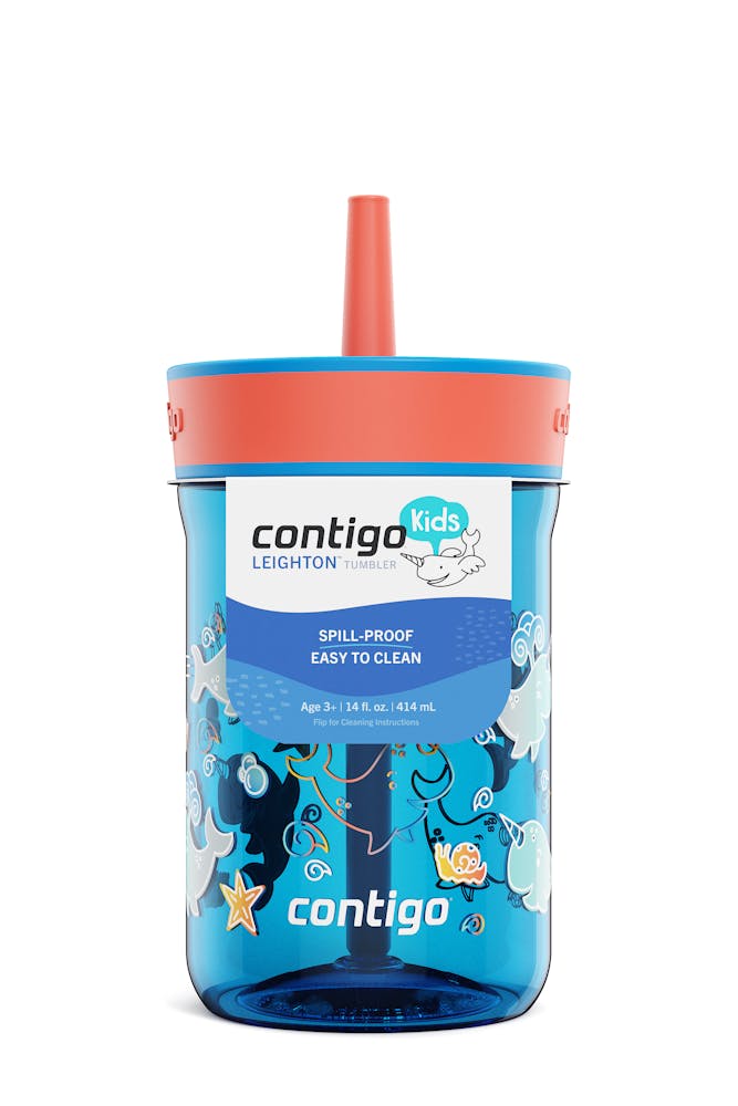Contigo® Kids’ Leighton Straw Tumbler with Spill-Proof Leak-Proof Lid, 14oz (LCG0)