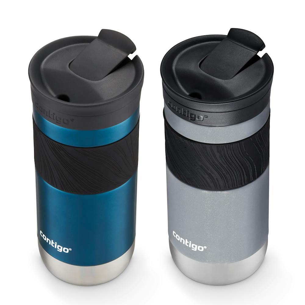 Contigo® SNAPSEAL™ Insulated Stainless Steel Travel Mug with Grip, 16oz., Blueberry Transparent Satin & Gold Morel (PGQF)