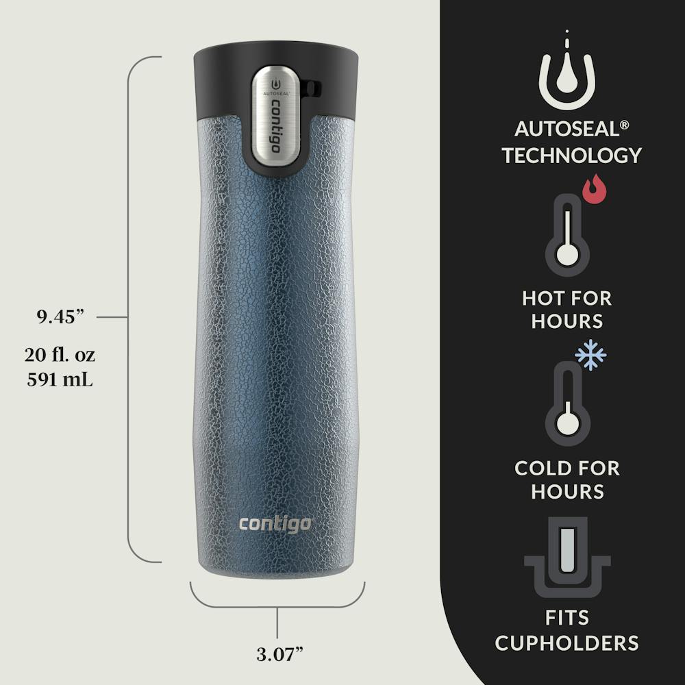 Contigo® AUTOSEAL® West Loop Vacuum-Insulated Stainless Steel Travel Mug with Easy-Clean Lid, 20 oz, 2-Pack (9LZZ)