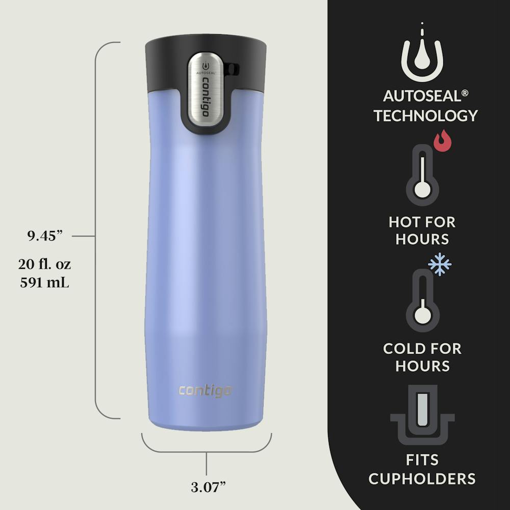 Contigo® AUTOSEAL® West Loop Vacuum-Insulated Stainless Steel Travel Mug with Easy-Clean Lid, 20 oz, 2-Pack (9LZZ)