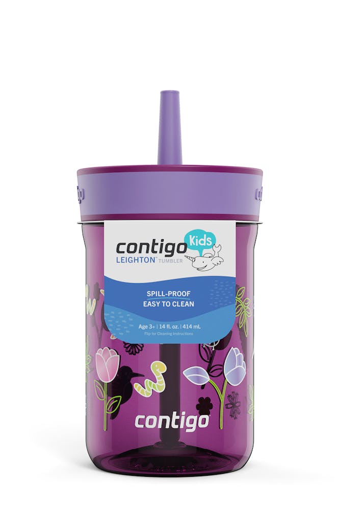 Contigo® Kids’ Leighton Straw Tumbler with Spill-Proof Leak-Proof Lid, 14oz (LCG0)