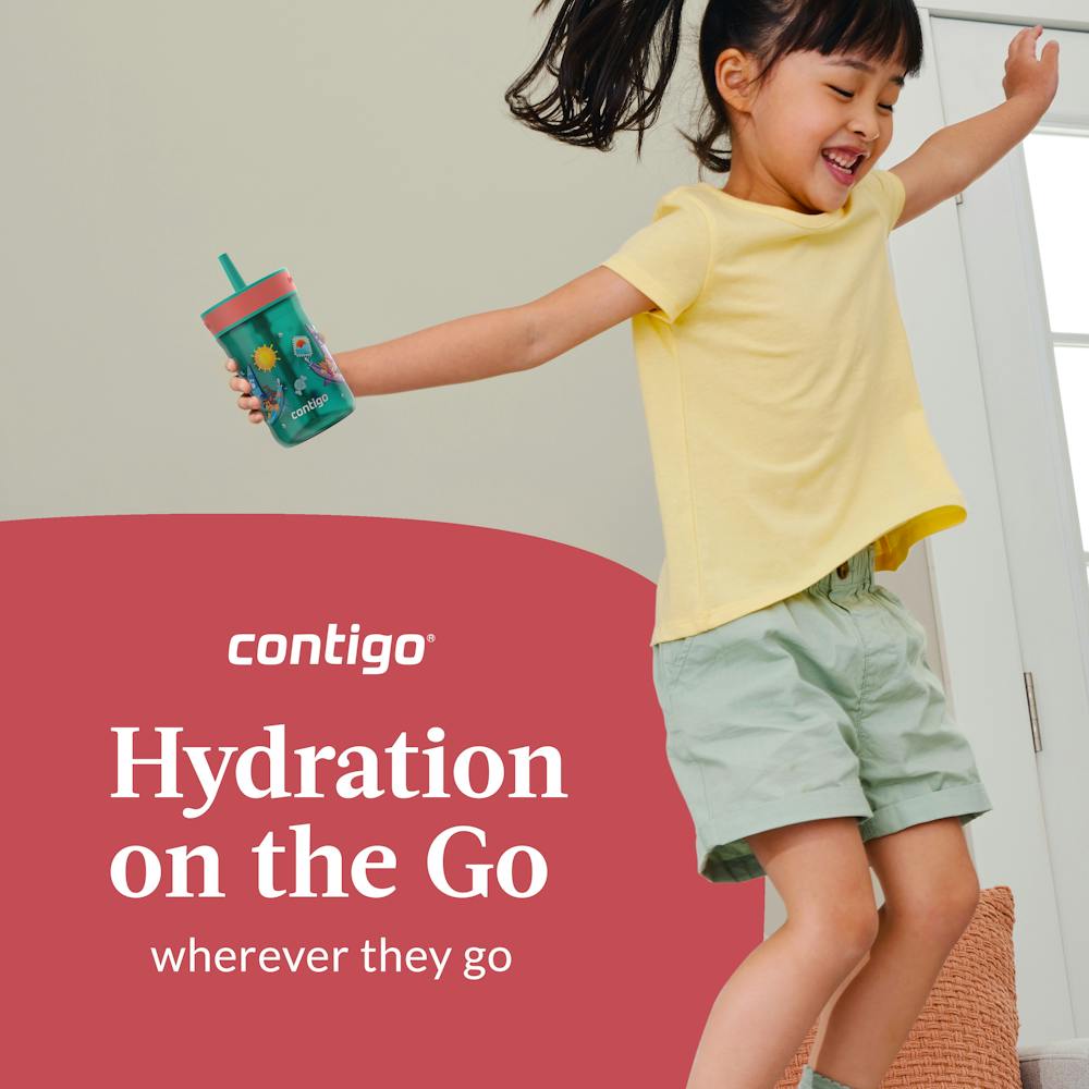 Contigo® Kids’ Leighton Straw Tumbler with Spill-Proof Leak-Proof Lid, 14oz (LCG0)