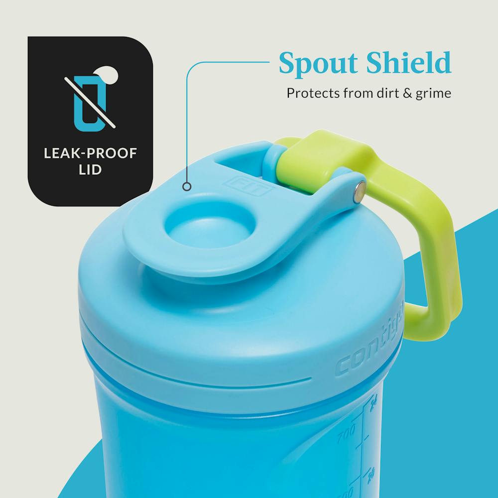 Contigo® Fit Shake & Go® 2.0 Plastic Antimicrobial Shaker Bottle, Blue Raspberry, 28 floz (2EVF)