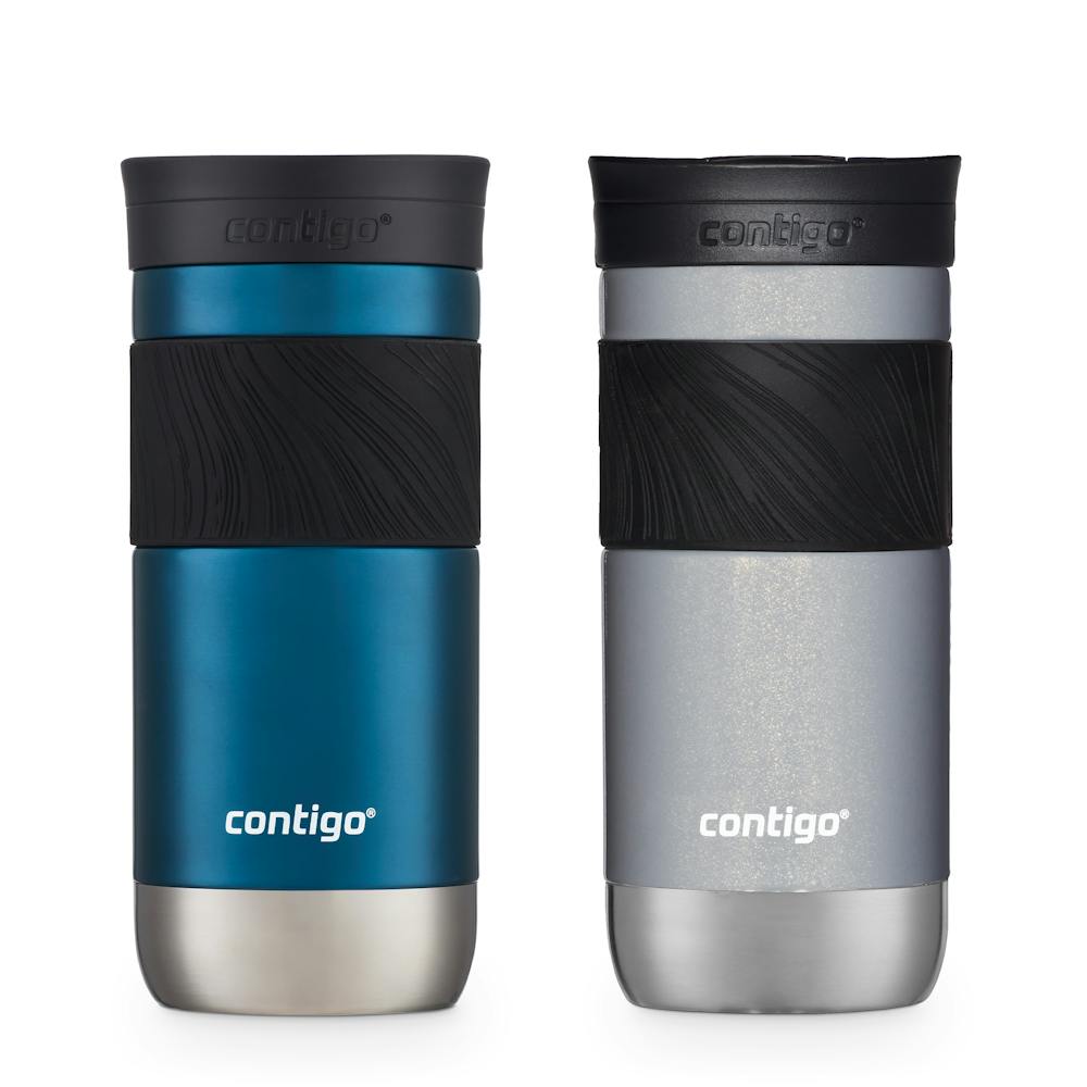 Contigo® SNAPSEAL™ Insulated Stainless Steel Travel Mug with Grip, 16oz., Blueberry Transparent Satin & Gold Morel (PGQF)