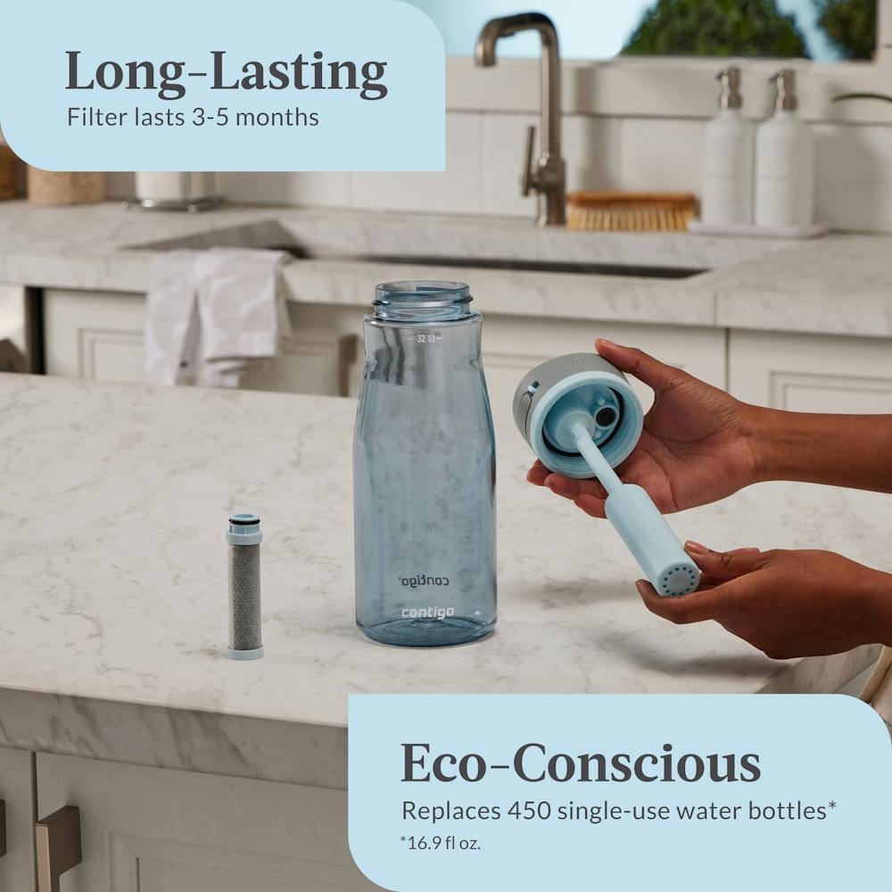 Contigo® Wells Plastic Filter Water Bottle with AUTOSPOUT® Straw Lid, 32 Oz (O5XV)