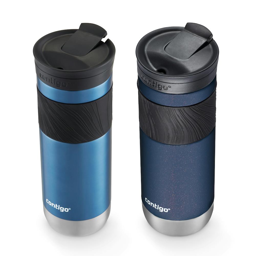 Contigo® SNAPSEAL™ Insulated Stainless Steel Travel Mug with Grip, 20oz., Blue Corn Transparent Satin & Midnight Berry (I8IP)