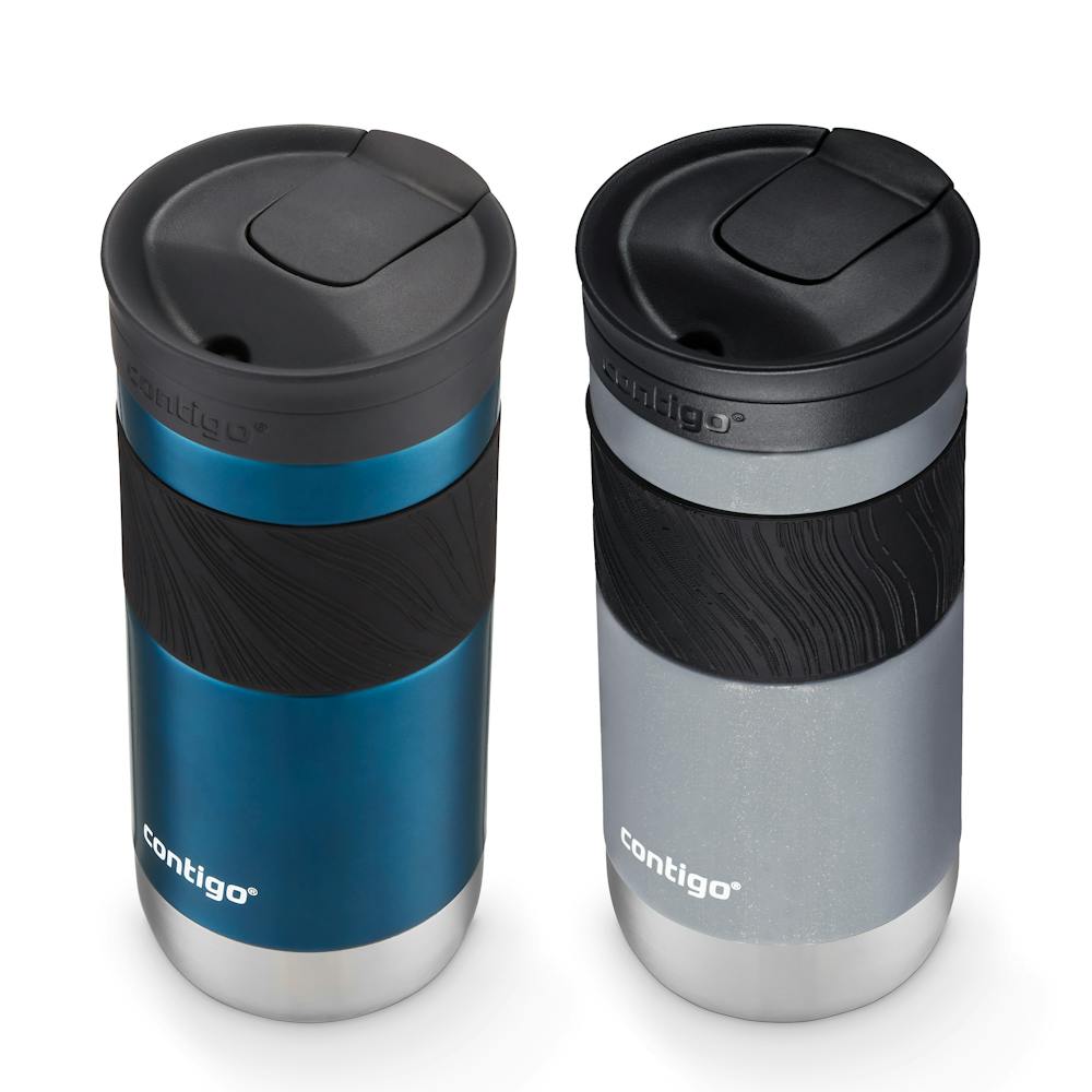 Contigo® SNAPSEAL™ Insulated Stainless Steel Travel Mug with Grip, 16oz., Blueberry Transparent Satin & Gold Morel (PGQF)