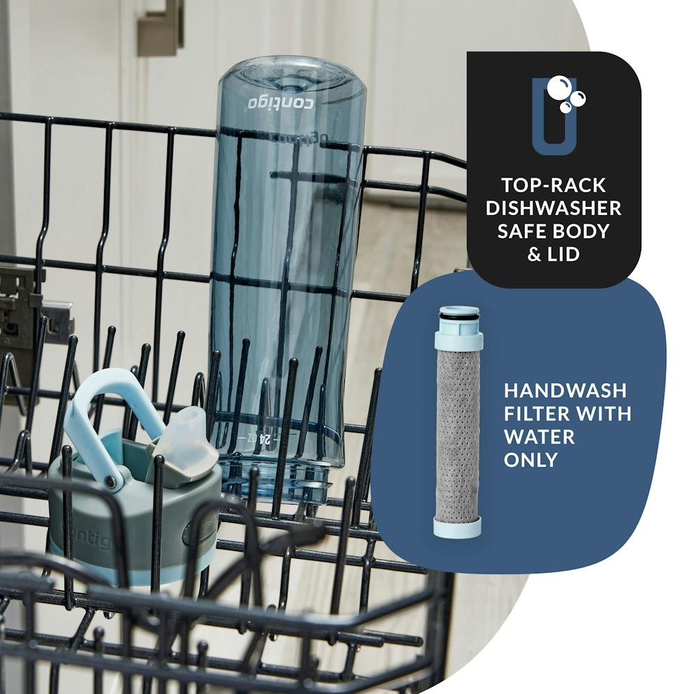 Contigo® Wells Plastic Filter Water Bottle with AUTOSPOUT® Straw Lid and Replacement Filter, 24 Oz (GWVX)